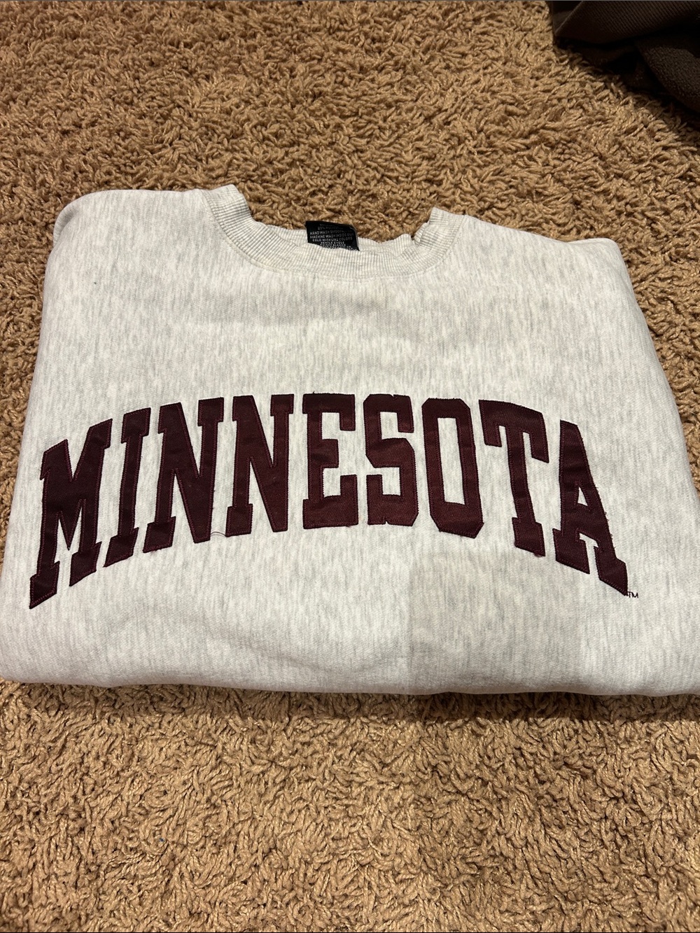 Signature Crewneck Sweater - Light Gray with Maroon "MINNESOTA"